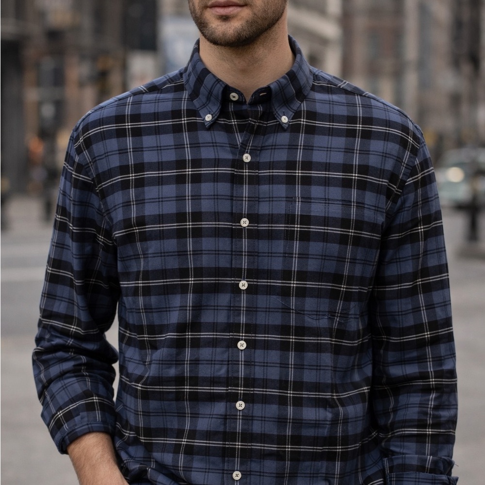 Men's Brooks Brothers Blue Plaid Shirt XXL